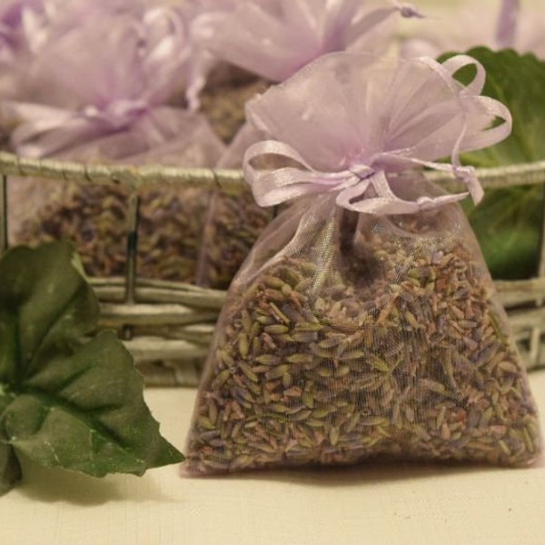 Organic French Lavender Sachets  (Great for drawers, closets, gym bags, shower gifts, gift for her, aromatherapy, wedding toss, shower gift)