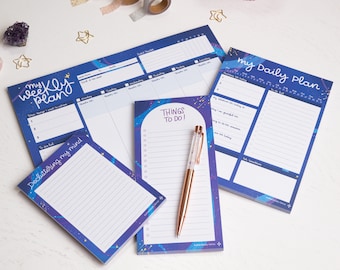 Cosmic Blue Notepad Collection | Stationery set | Productivity Kit