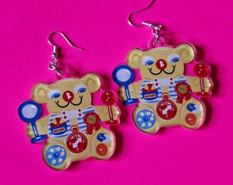 Retro Yellow Bear toy earrings | 80s 90s kid nostalgia