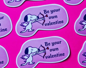 Be Your Own Valentine vinyl sticker | cupid 80s dog