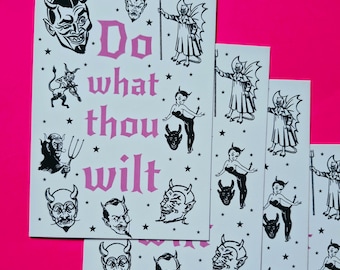 Retro Devil A6 postcard print | Do What Thou Wilt