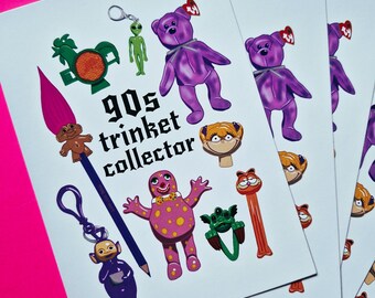 90s Trinket Collector A6 postcard print | 90s kid retro