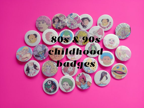 80s 90s Retro Badges: Nostalgic Childhood TV Handmade Pins