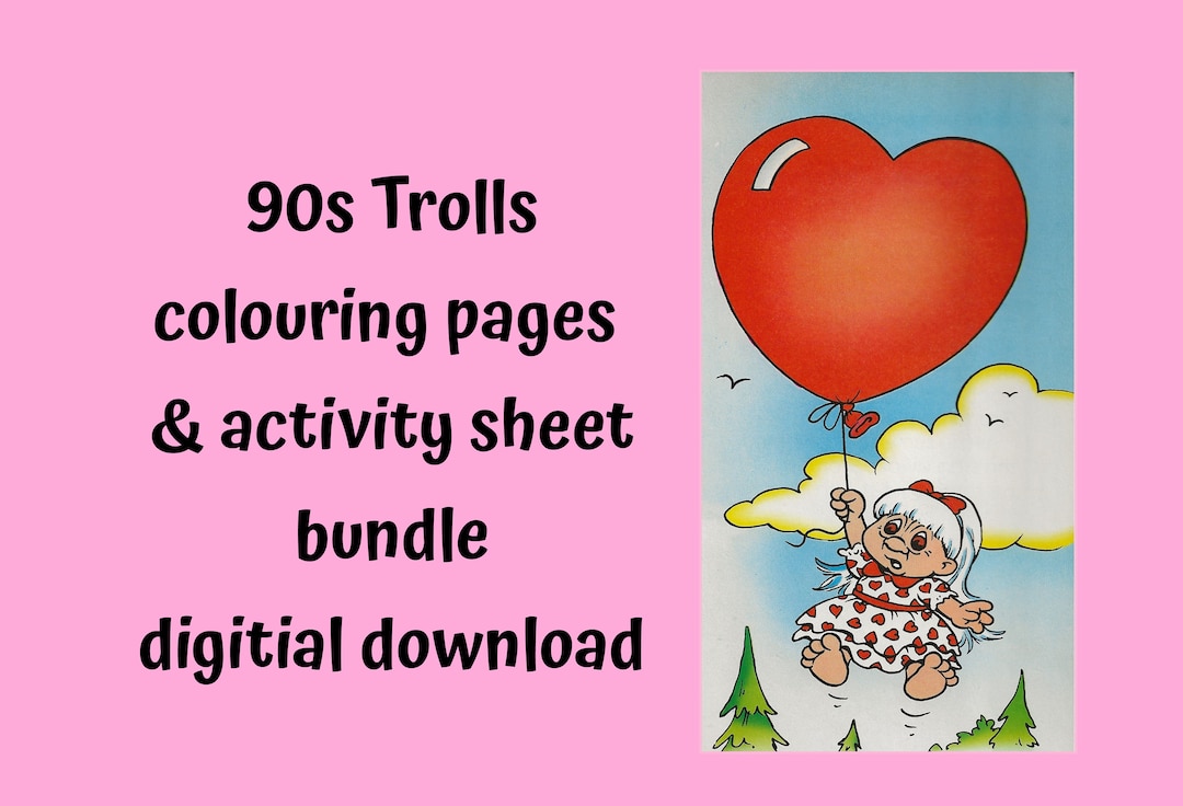 90s Trolls Activity Pages Colouring Sheets Digital Printable Files