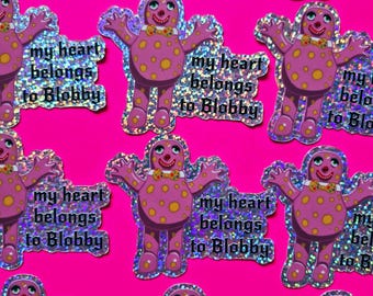 Mr Blobby glitter vinyl sticker | 90s kid