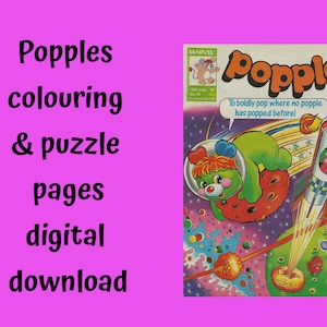 Popples colouring pages & puzzles digital printable files (Vintage 80s) 80s 90s kid