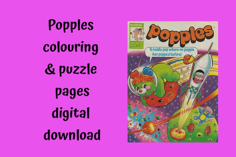 Popples Colouring Pages & Puzzles Digital Printable Files (vintage 80s ...