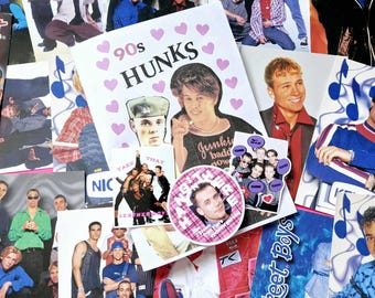 90s Hunks zine pack | boybands throwback stickers vintage postcard y2k nostalgia