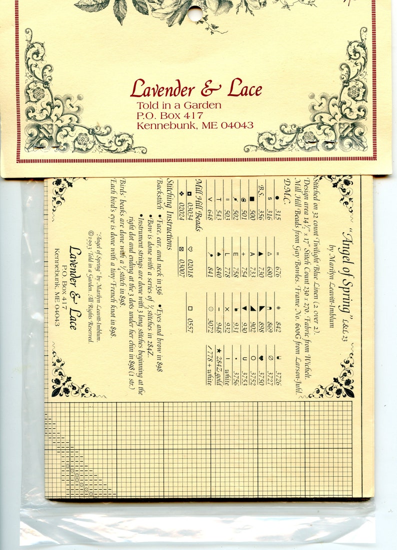 Lavender And Lace Cross Stitch Pattern Angel of Spring