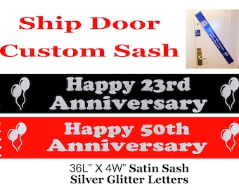 Cruise Ship Door Sash - Custom with your text!  Add some bling to your cruise with this Glitter Door Sash!