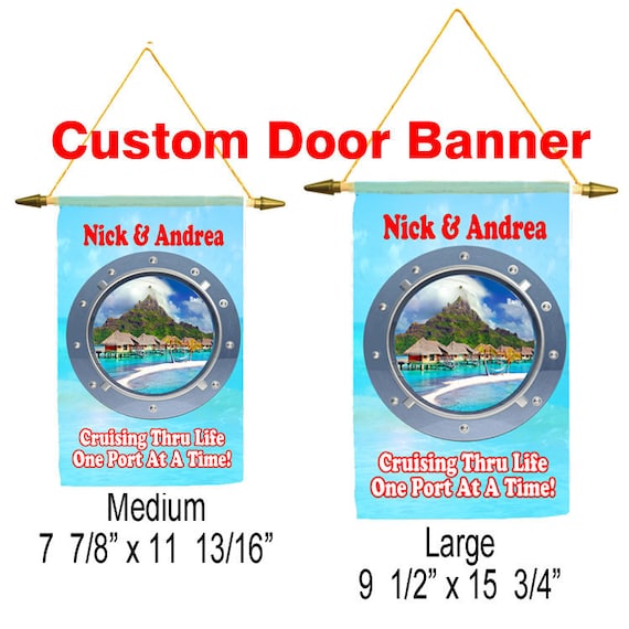 Cruise ship door banner Custom Banner with glitter art work and your custom text Large Banner 9 12 x 15 34