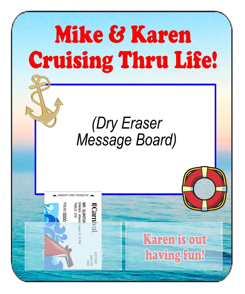 Cruise Ship Key Card Holder and Message Board Custom Etsy