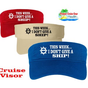 Cruise Visor.  Visor with cruising decoration. Visor available in 9 colors.  Keep Ship Hair under control with this cruising theme visor.