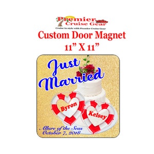 Cruise Ship Door Magnet.  Custom door magnet.   Large Magnet with your custom text.  11" X 11"