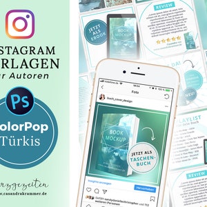 Instagram Templates for Authors - ColorPop TURQUOISE