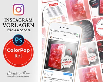 Instagram Vorlagen für Autoren - ColorPop ROT SCHWARZ