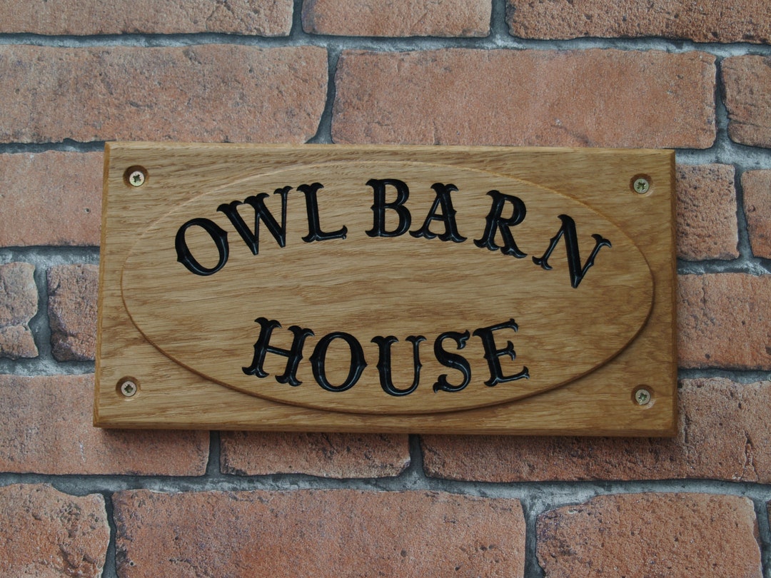 Personalised Oak House Sign, Carved, Custom Engraved Outdoor Wooden