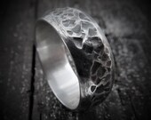 Rumex 7-8mm Wide - Mens Rustic Wedding Ring Sterling Silver Band Mens Gift