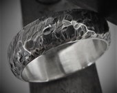 Sasa 7-8mm Wide - Mens Rustic Wedding Ring Sterling Silver Band Mens Gift