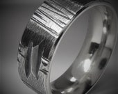 Unusual Sterling Silver Ring Unique Mens Ring Textured Silver Anniversary Wedding Band Gift Mens Gift Oxidized Silver | Oxalis 7-8mm Wide