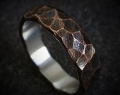 Elm 6-7mm Wide - Mens Rustic Wedding Ring Copper and Sterling Silver Band Mens Gift
