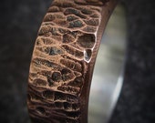 Spruce 7-8mm Wide - Mens Rustic Wedding Ring Copper and Sterling Silver Band Mens Gift