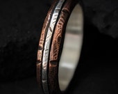 Sterling Silver Copper Wedding Ring Birthday Gift Anniversary Rustic Mixed Metal Band Mens Gift | Alder 4-5mm Wide