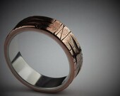Textured Copper Ring Sterling Silver Lining Rustic Unique Mens Ring Anniversary Gift Mens Gift Mixed Metal Ring | Sycamore 6-7mm Wide
