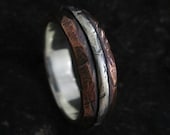 Alder 7-8mm Wide - Mens Rustic Wedding Ring Copper and Sterling Silver Band Mens Gift