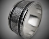Ilex 9-10mm Wide - Mens Rustic Wedding Ring Sterling Silver Band Mens Gift