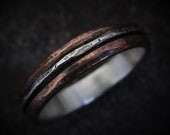 Alder 4-5mm Wide - Mens Rustic Wedding Ring Copper and Sterling Silver Band Mens Gift