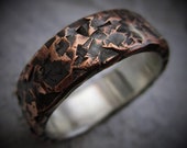 Aspen 7-8mm Wide - Mens Rustic Wedding Ring Copper and Sterling Silver Band Mens Gift