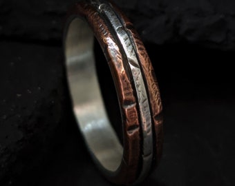 Copper Sterling Silver Men's Wedding Ring | Alder Band, 4-5mm Wide
