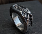 Adonis 9-10mm | Unique Carved Heavy Cast Silver Ring Mens Alternative Gift