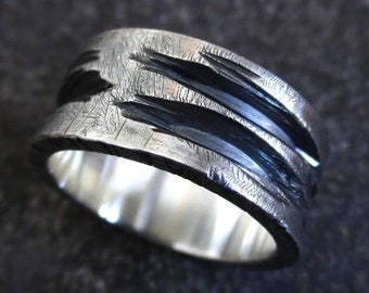 Men's Sterling Silver Wedding Ring, Wide, "Cercis"
