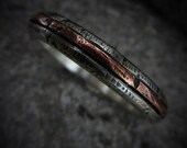 Mens Wedding Ring Sterling Silver Copper Inlay Wedding Band | Ash 4-5mm Wide