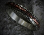 Ash 4-5mm Wide | Mens Wedding Ring Sterling Silver Copper Inlay Wedding Band
