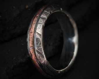 Men's Wedding Ring Silver and Copper  Wide Alternative Wedding Band "Ash"