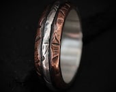 Mens Wide Copper Wedding Ring Lined with Silver Mixed Metal Band Inlay Ring | Alder 7-8mm Wide