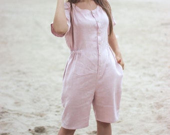 Linen jumpsuit/playsuit. Linen playsuit/short jumpsuit. Woman's clothing. Handmade by elen'do