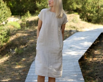 Linen dress. A-line dress. Summer linen dress. Handmade by elen'do
