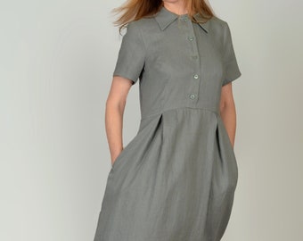Linen dress. Shirt linen dress. Women's clothing. Summer dresses. Handmade by elen'do