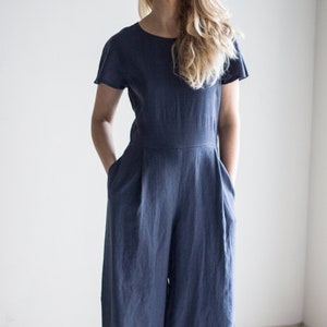 Linen overall. Linen Jumpsuit/Romper. Linen woman's clothing. Handmade by elen'do