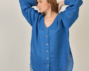 Linen shirt. Loose shirt. Oversized linen shirt. Handmade by elen'do