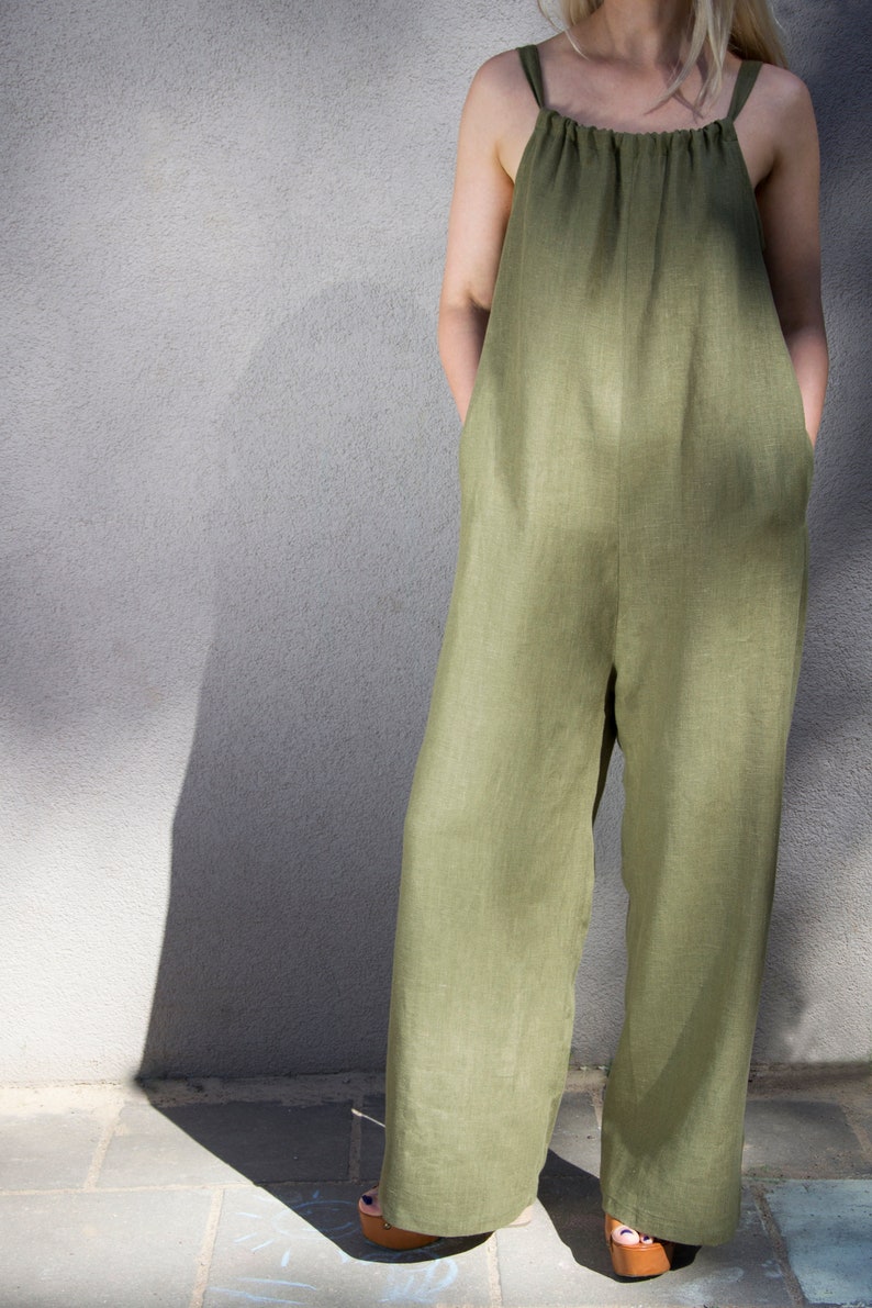 Loose Linen Romper. Linen Overalls. Linen Jumpsuit. Handmade Etsy UK
