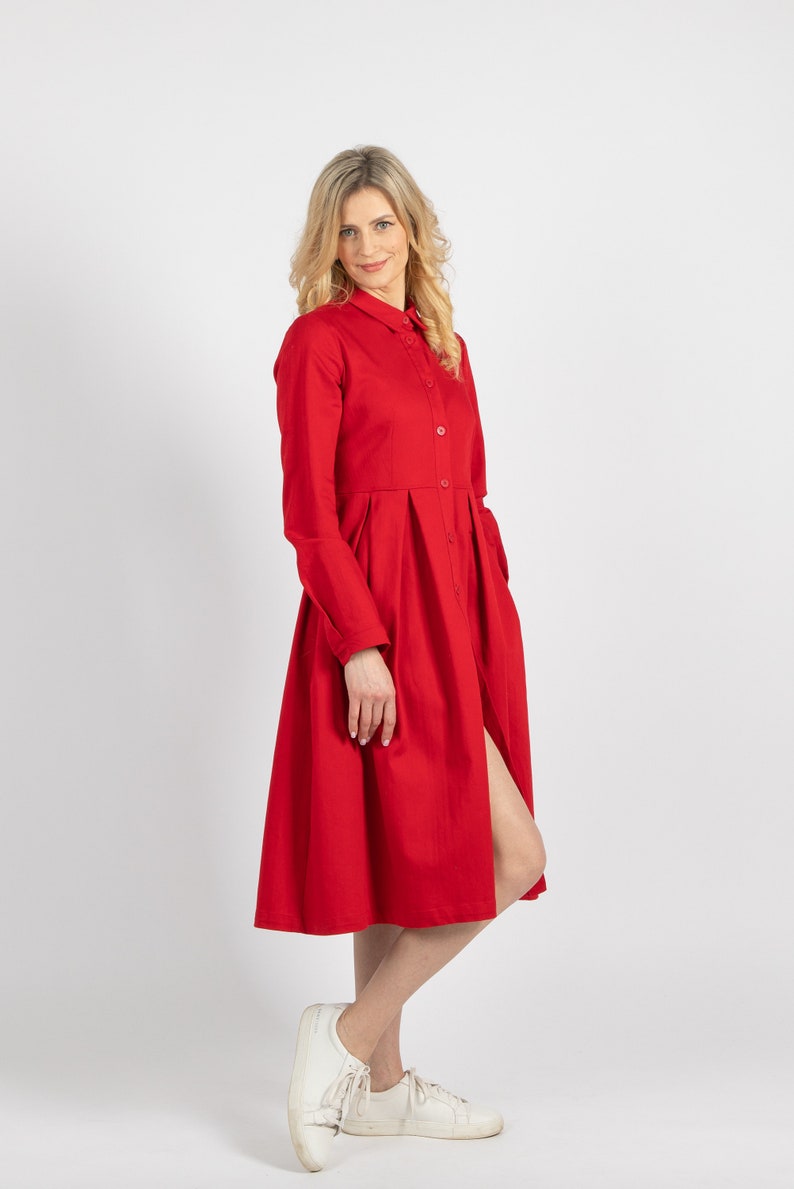 Denim dress. Women's red dress. Handmade by elendo image 2