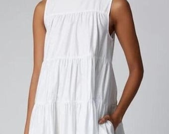 Linen dress/ Midi linen dress/ White dress/ Handmade by elen'do