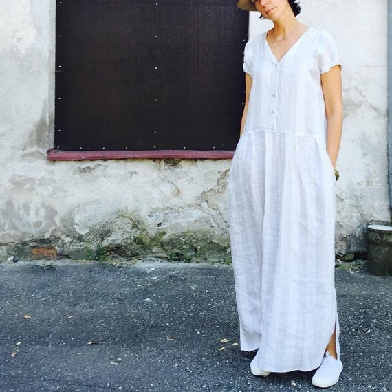 Maxi Linen Dress. Linen Dress. WHITE 