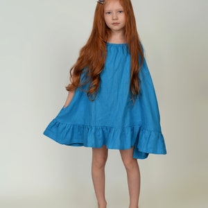 Girls Dresses. Linen little Dresses. Blue Dress. Handmade by elen'do image 6
