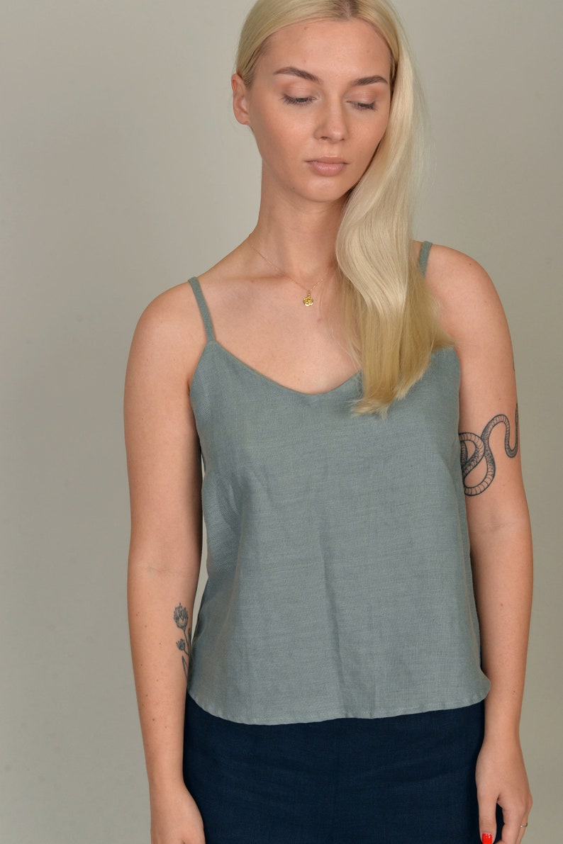 Linen top. Sleep top. Crop top. Linen blouses. Handmade by elen'do image 3